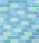 Turquoise Blue Blend 1″ x 2″ (Crystal Series) Glass Pool Tile