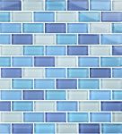 Turquoise Cobalt Blue Blend 1″ x 2″ (Crystal Series) Glass Pool Tile