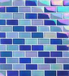 Bright Blue Blend 1″ x 2″ (Crystal Iridescent Series) Glass Pool Tile
