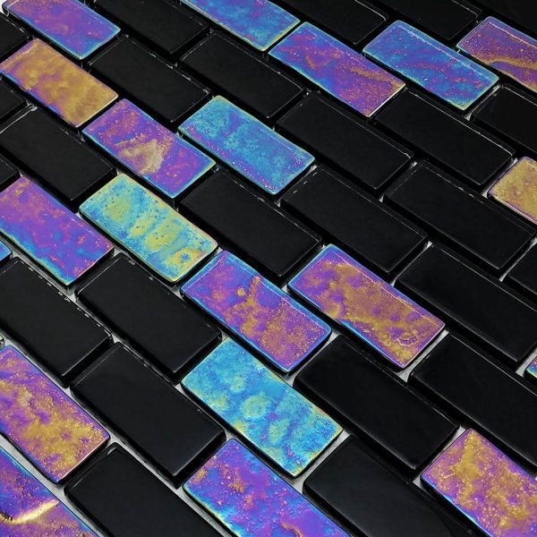 Black 1″ x 2″ (Twilight Series) Glass Pool Tile