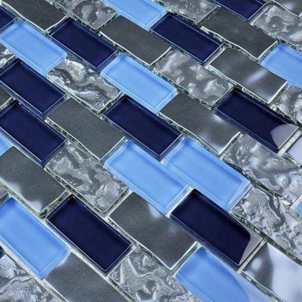 Blue 1″ x 2″ (Titanium Series) Glass Pool Tile