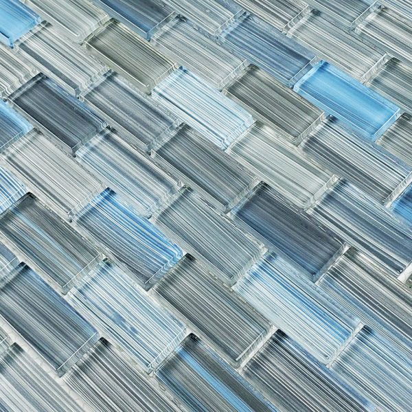 Steel Blue Gray Blend 1″ x 2″ (Watercolors Series) Glass Pool Tile