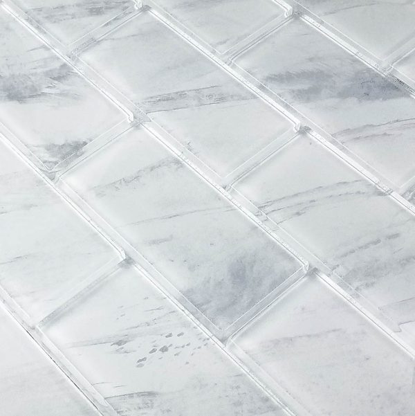 Stratus White 2″ x 4″ (Subway Series) Glass Pool Tile