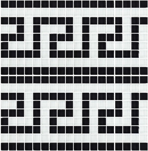 Black White 5/8″ x 5/8″ (Greek Key Series) Glass Pool Tile