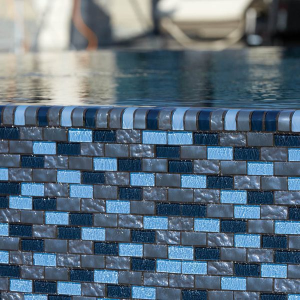 Trim Blue 1″ x 2″ (Titanium Series) Glass Pool Tile