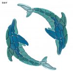 Glow in the Dark Playful Circle Dolphins Pool Mosaic