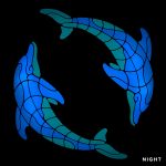 Glow in the Dark Playful Circle Dolphins Pool Mosaic