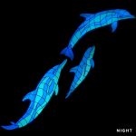 Glow in the Dark Wave Dolphins with Baby Pool Mosaic
