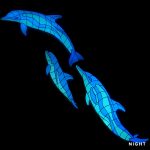 Glow in the Dark Wave Dolphins with Baby Pool Mosaic