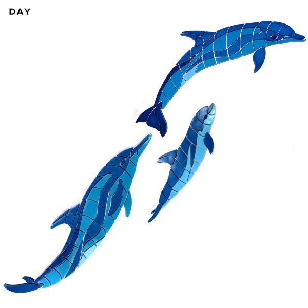 Glow in the Dark Wave Dolphins with Baby Pool Mosaic