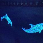 Glow in the Dark Wave Dolphins Pool Mosaic