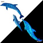 Glow in the Dark Wave Dolphins with Baby Pool Mosaic