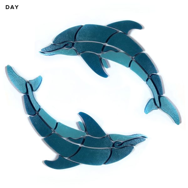 Glow in the Dark Playful Circle Dolphins Pool Mosaic
