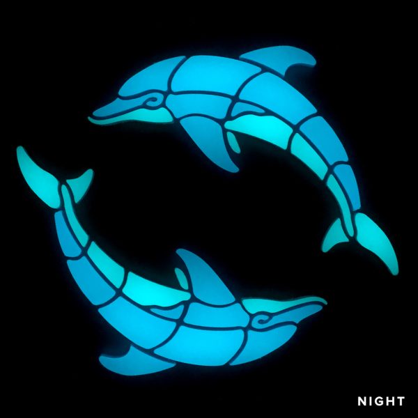 Glow in the Dark Playful Circle Dolphins Pool Mosaic