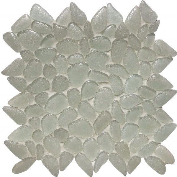 Glacier White Pebble (Liquid Rocks Series) Glass Pool Tile