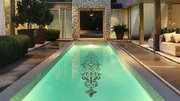 Baroque Center Scroll Pool Mosaic