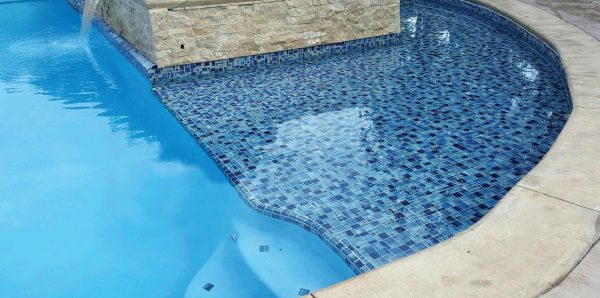 Caribbean Blue Mixed (Watercolors Series) Glass Pool Tile