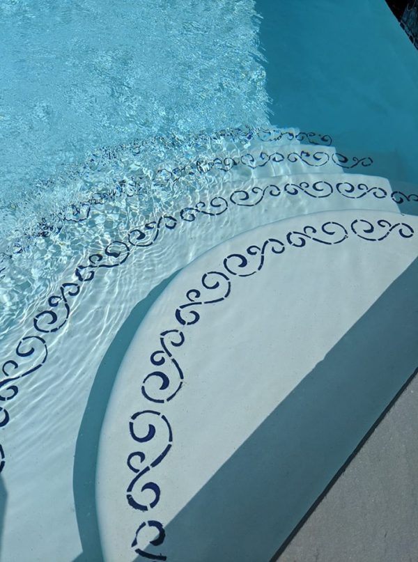 Swirl Step Markers Pool Mosaic