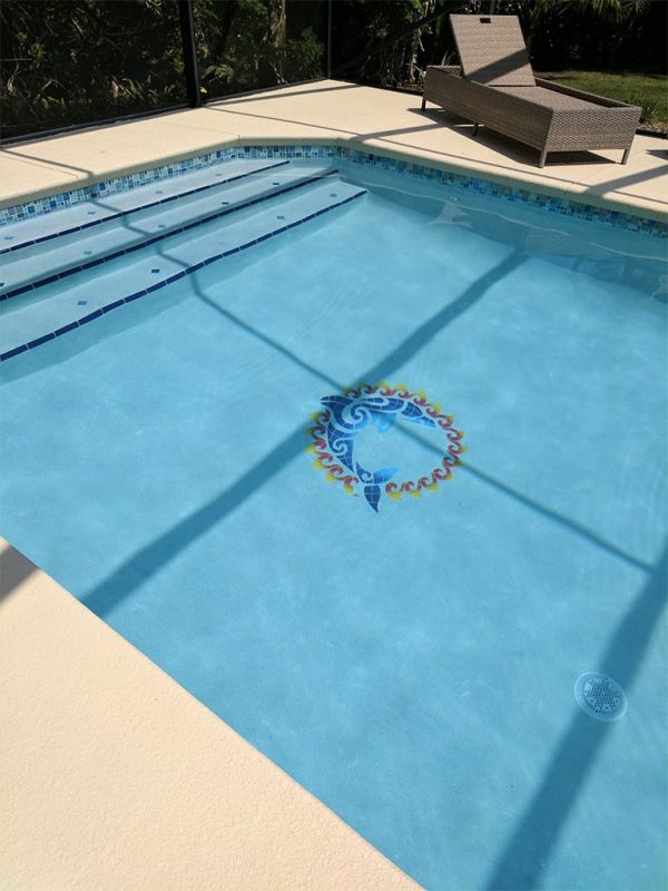 Dolphin Sun Medallion Pool Mosaic