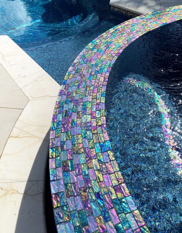 Blue Blend 1″ x 2″ (Ocean Series) Glass Pool Tile