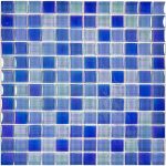 Bright Blue Blend 1″ x 1″ (Crystal Iridescent Series) Pool Mosaic