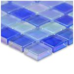 Bright Blue Blend 1″ x 1″ (Crystal Iridescent Series) Pool Mosaic