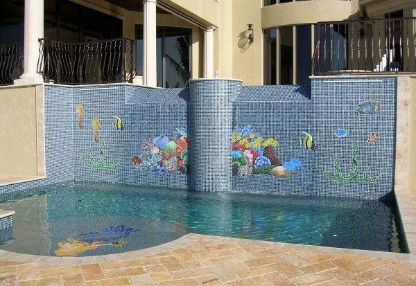 Glass Reef Scene Pool Mosaic