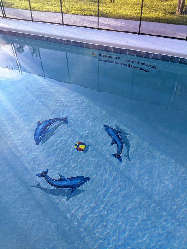 Dolphin Group Pool Mosaic