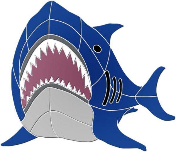 Shark Up Close Pool Mosaic