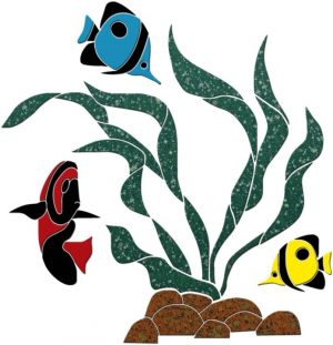 flowing seaweed with rocks   fish