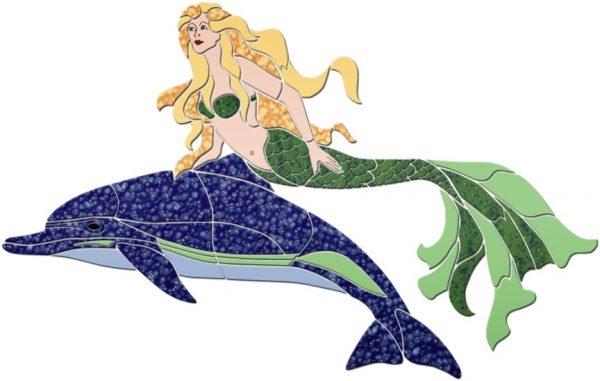 Mermaid & Crystal Dolphin Pool Mosaic