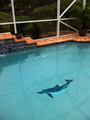 Crystal Up Swimming Dolphin Pool Mosaic