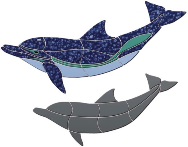 Crystal Up Swimming Dolphin Pool Mosaic