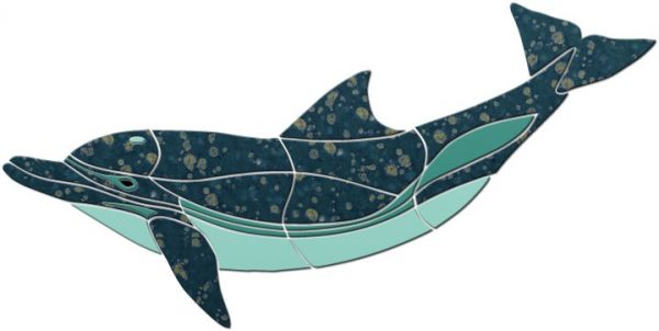 Crystal Up Swimming Dolphin Pool Mosaic