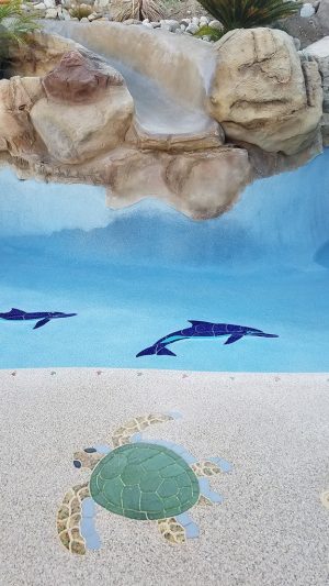 Crystal Level Swimming Dolphin Pool Mosaic