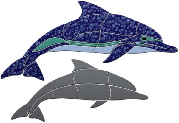 Crystal Level Swimming Dolphin Pool Mosaic