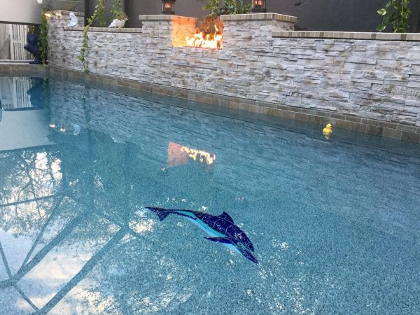 Crystal Level Swimming Dolphin Pool Mosaic