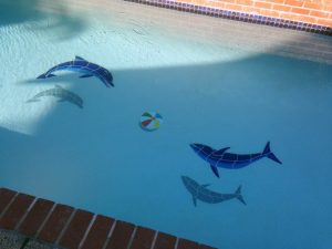 Up Swimming Dolphin Pool Mosaic
