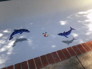 Up Swimming Dolphin Pool Mosaic