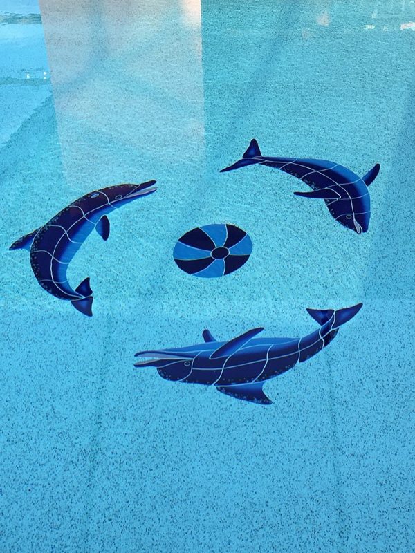 Playing Dolphins Pool Mosaic