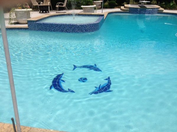Playing Dolphins Pool Mosaic