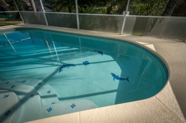 Playing Dolphins Pool Mosaic