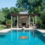 Glass Golden Sun Medallion Pool Mosaic